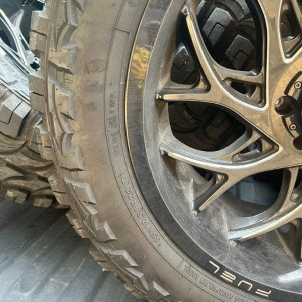 FUEL RUNNER GLOSS BLACK MILLED WHEEL 35 12.50 22 TIRES RIMS FORD - Picture 8 of 10